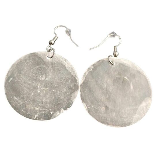 Upcycled Shell Round Boho Earrings - Picture 2 of 4